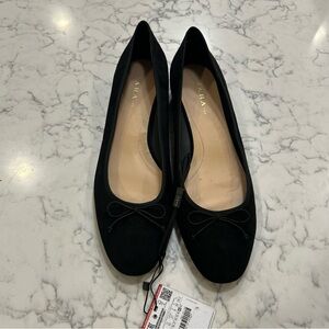 Zara Black Slip On Faux Suede Round Toe Short Heels Size 41/10